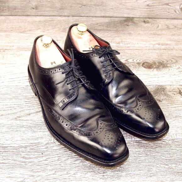 Allen Edmonds BEL AIR Wingtip Blucher 10 D Black * add $15 new Trees - Picture 1 of 13